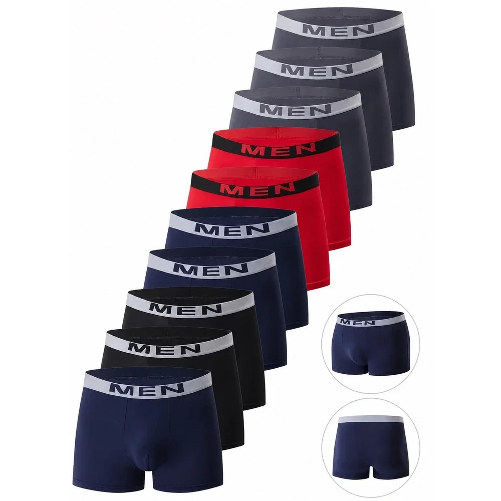 Mens Boxer Briefs Underwear Multipack Trunks 10 Pack Black Grey Blue